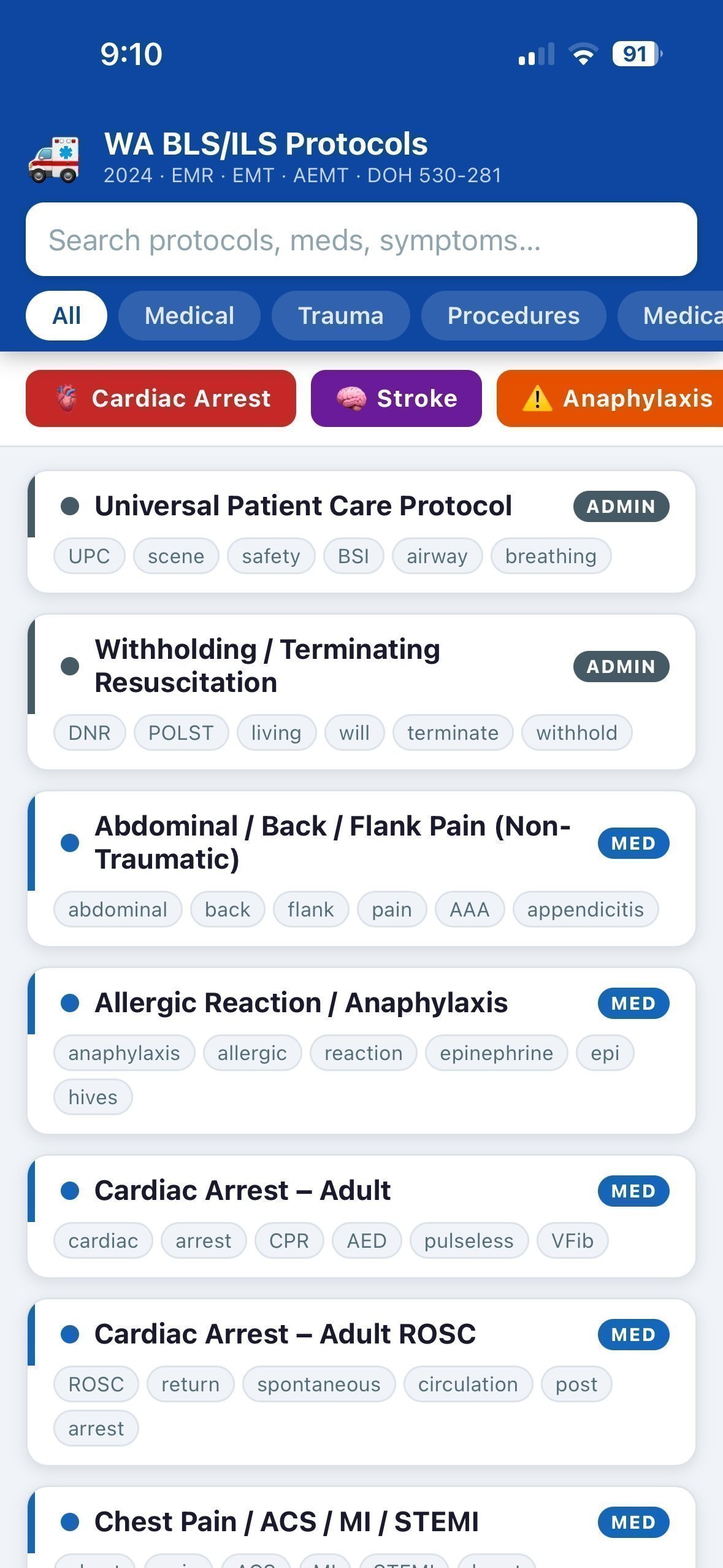 WA BLS/ILS Protocols web app